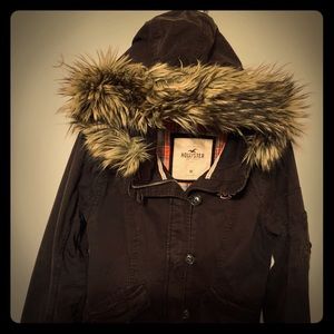 😋 Chocolate Brown Hollister hooded coat/jacket